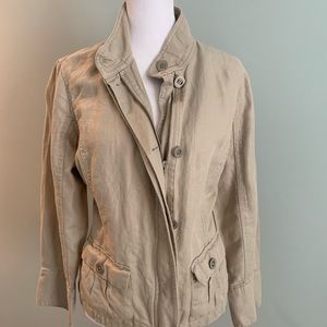 Soft houndstooth thread cotton jacket w/pockets, zipper and buttons